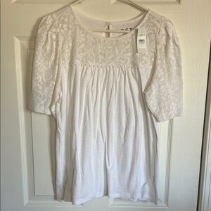 LOFT White Lace Accent Blouse
